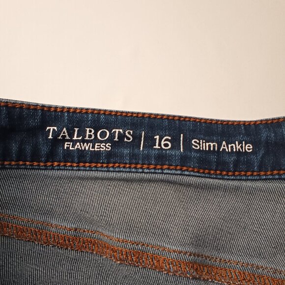 Talbots Flawless Jeans Size 16 Slim Ankle High Rise Dark Wash - Picture 5 of 9